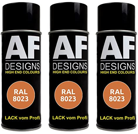 Alex Flittner Designs Vernice spray RAL 8023 marrone arancione opaco, 3 bombolette spray da 400 ml