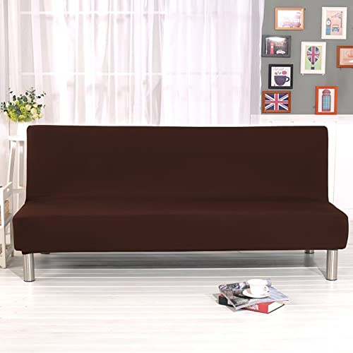 Copridivano 3 Posti Senza Braccioli Elasticizzato, Copridivano Letto Estraibile Pieghevole Lavabile, Antiscivolo Elastica Completa Pieghevole Divano Protezione per Casa Soggiorno Casa, Marrone
