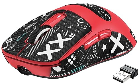 VGN GAMEPOWER x ATTACK SHARK X3 SUPERLIGHT Wireless Gaming Mouse, 49g Ultralight Gaming Mice PixArt PAW3395, 26000 DPI, Tri-mode 2.4G/Wired/Bluetooth, Mouse Grip Tape, 200 Hrs Battery, Red