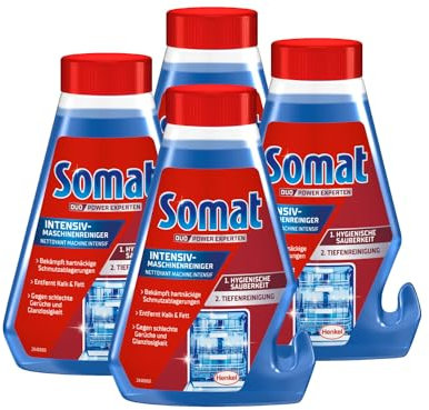 SOMAT 5in1 Intensiv-Maschinenreiniger (4 x 250 ml), Spülmaschinenreiniger flüssig zur Tiefenreinigung, mit Entkalkungsfunktion für hygienische Sauberkeit und längere Lebensdauer