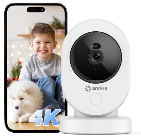 ANNKE 4K WiFi övervakningskamera inomhus, 8 MP nattsyn, rörelsedetektering, tvåvägsljud, moln och SD-kortlagring, för bebisar/husdjur - Reno-krater