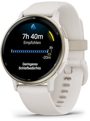 Garmin vívoactive 5, Smartwatch AMOLED 1,2, Cassa 42mm, Musica, Pay, +30 Sport, GPS, Cardio, Coach Sonno, Benefici Workout, Autonomia 11 giorni (Ivory & Cream Gold) (Ricondizionato)