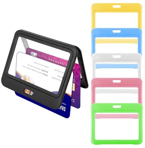 Oruola 6 Stück Stempelkarten Hülle,Fahrkartenhülle,Ausweishalter,Transparent Horizontal Hartplastik Ausweishülle für Büro,Schule,Ausweis,Kreditkarten,Näherungsschlüssel,Führerscheine(Bunt)