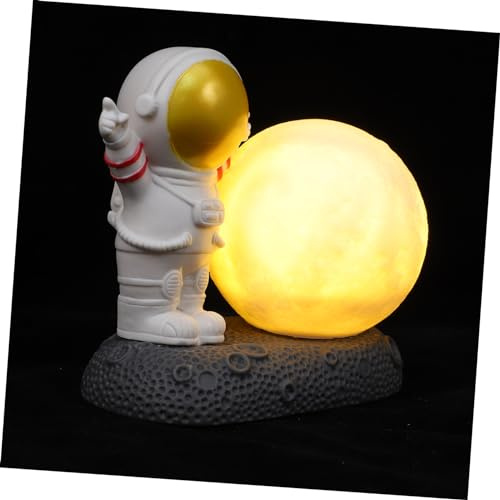 Artibetter Lámpara De Noche Forma De Astronauta, Adorno De Luz Nocturna De Resina Dorada, Luz Ambiental Suave Para Dormitorio y Escritorio, Funcionamiento Pila De Botón, Tamaño Compacto