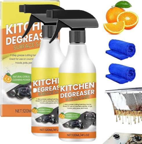 Detergente in schiuma sgrassante per cucina, detergente spray per la cucina, detergente per macchie ostinate, detergente multiuso in schiuma spray per cappe, forno, pentole (2)