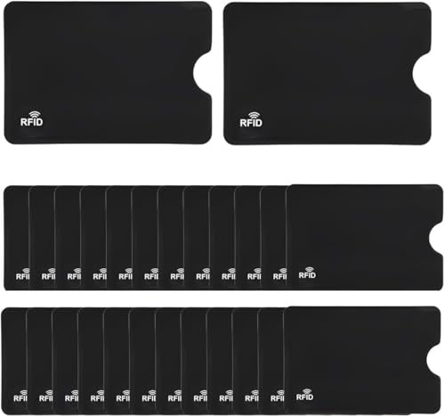 COYUN 24 Pezzi Porta-carte Nero, Blocco Di Protezione RFID, Blocco RFID Maniche per Carte di Credito Set Protezione per Carte di Identità Donne Uomini, Protezione Antifurto Per Carte Di Credito