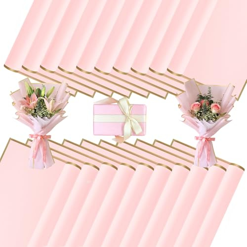 Staranry 20 Feuilles Papier Bouquet de Fleur, 58 x 58 cm Papier Emballage Fleuriste, Papier Cadeau Rose, Papier de Soie Rose pour Emballage Cadeau, Fleurs, Art et Artisanat, Anniversaire et Fête