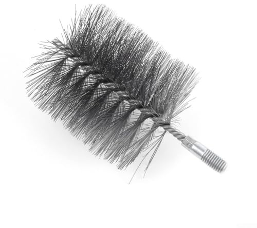 SiSinkal 4 Inch Round Steel Wire Chimney Brush Fireplace Flue Pipe Cleaning Tool with 12mm Thread for Removing Rust, Suitable for Wood Burning Stoves and Home Maintenance Safety