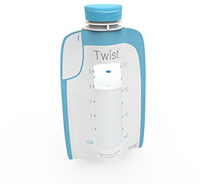 Kiinde Twist Pouch Direct-Pump Direct-Feed Twist Cap Breast Milk Storage Bag for Pumping, Freezing, Heating and Feeding, Pre-Sterilized, Breast Feeding Essentials, 6 Ounce, Pack of 20