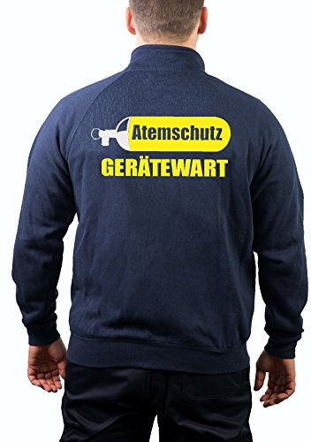 FEUER1 Sweatjacke Navy, Atemschutz-Gerätewart, Silber/Neongelb