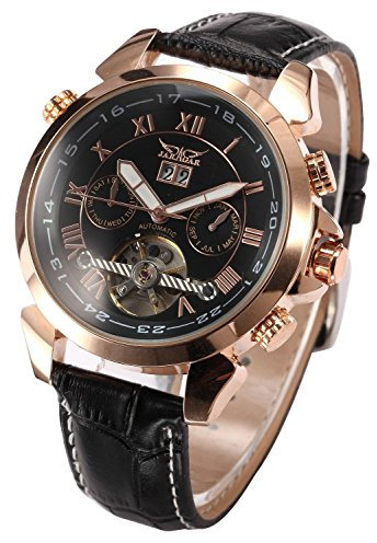 MASTOP Herren-Armbanduhr, schwarz, Tourbillon, Roségold, Flieger, automatisch, mechanisch, Schwarz, Men's Standard, Mechanisch