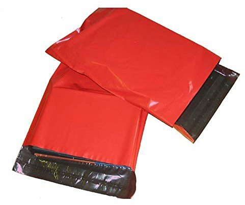 10x Folienversandtaschen Plastikversandbeutel Versandbeutel Warenbeutel Versandtasche (25 x 36cm) rot