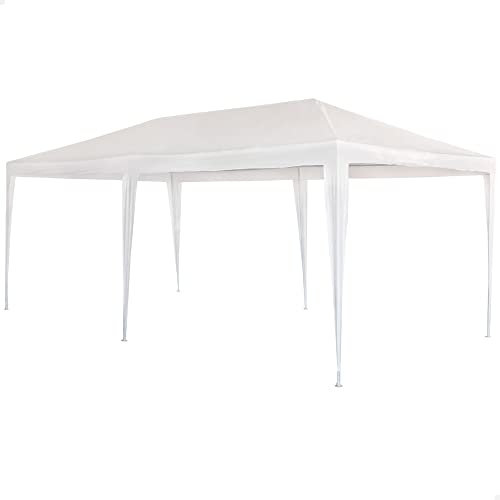 AKTIVE Garden 53992 - Cenador de Plástico Blanco 300 x 600 x 255 cm con Tubos de Acero