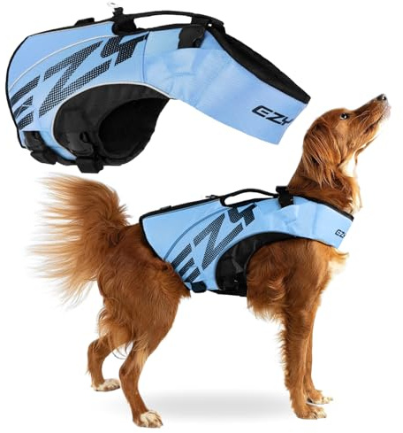 EZYDOG X2 Boost Dog Life Jackets | Dog Lifejacket, Adjustable Life Jacket for Dogs, Boating, Paddle Board, Superior Buoyancy, Rescue Handle, Reflective Stitching (Blue, M)