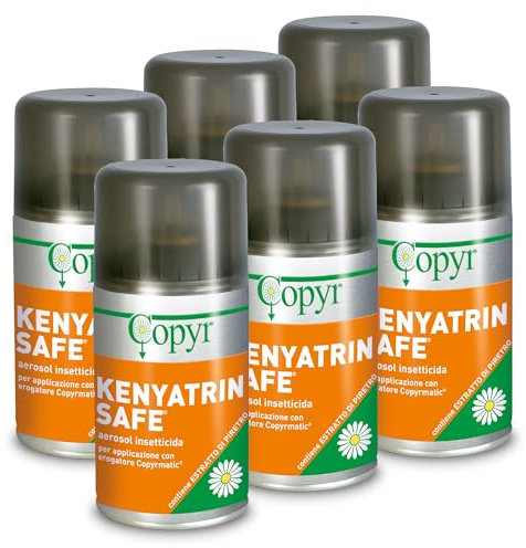 Copyr Kenyatrin Safe - Insetticida Antizanzare, Mosche e Insetti Volanti, 6 Bombole 250ml, Piretro Insetticida Biologico Repellente Zanzare Professionale Casa, Ho.Re.Ca., Settore Pubblico, Sanitario