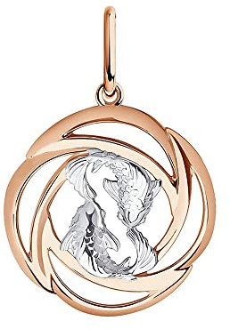 BEM Diamant Sternzeichen-Anhänger Fische aus vergoldetem 925 Silber