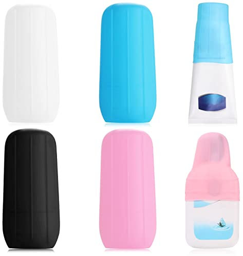 4 pezzi Guaine Elastiche da Viaggio, Silicone, Guaine a Prova di Perdite Riutilizzabili Bottle Sleeve per Articoli da Toeletta Flaconi di Shampoo Bottiglie da Viaggio (Multicolore)