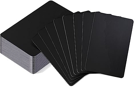 24 Pièces Noir Mat Carte Visite Métal Aluminium Cartes de Visite Vierges Bureau Client Laser Carte Visite a Graverdiy Cartes-Cadeaux (0,45 mm D'Épaisseur)