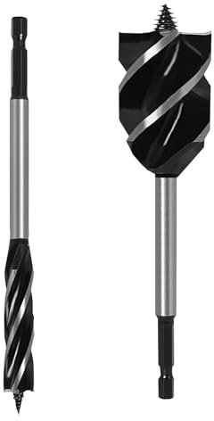 2 Stück Holzbohrer, 10mm x 165mm & 35mm x 165mm Schlangenbohrer Set, Bohrmaschine Schneckenbohrer Selbstvorschub mit 1/4 Zoll Sechskantschaft Holzarbeiten Schlangenbohrer für Holzbearbeitung