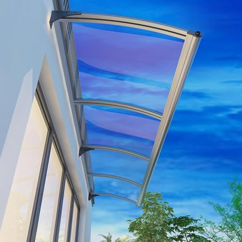 Tejadillo Puerta Protección,Marquesina para Puertas de Entrada de Casa de Aluminio y Policarbonato de 2.5 Mm,Marquesina Arqueada Protección Uv,Toldos para Ventanas (55x170cm/22x67)