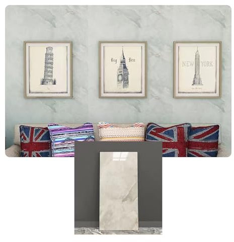 Adhesivos impermeables para azulejos, 60 cm x 30 cm, revestimiento de PVC, 10 unidades, efecto mármol 3D (blanco)