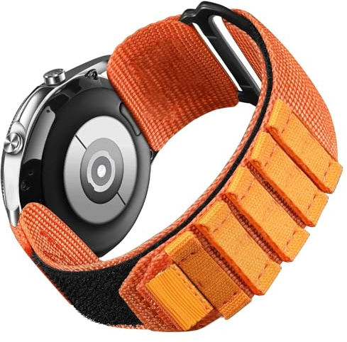 Blueshaweu 20mm 22mm Nylon Sport Armband, Klettverschluss Design Ersatzarmband Kompatibel für Polar Unite, Ignite 2, Ignite 3, Pacer,Grit X Pro, Grit X2 Pro (22mm, Cross Nylon-orange)