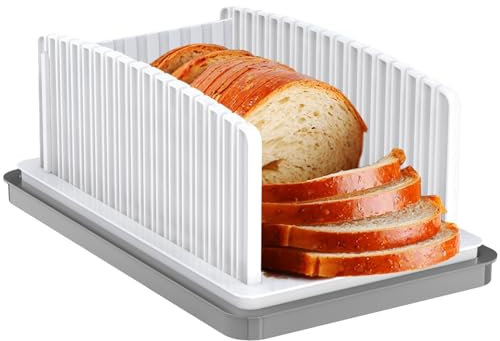 Affettatrice per pane manuale, tagliere per pane | Affettatrice per pane pieghevole | Con vassoio raccoglibriciole Guida per affettare il pane rimovibile Struttura compatta Larghezza regolabile per la