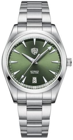 TAYSHILEY Orologio da uomo automatico NH35A in acciaio inossidabile meccanico 100 m impermeabile orologio da polso per uomo, quadrante in zaffiro, data automatica