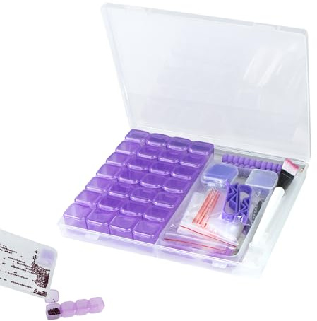 xyuayamz Diamond Painting Accessori, 59 Pezzi Kit Diamonds Painting, Diamante Pittura Organizzatore, Scatola per Attrezzi per 5D Diamond Painting per Perline di Strass Artigianato Fai Da Te, Viola