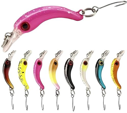 AMZfishing® Novità 2025 8 X wobbler per trote attive UV | Mini wobbler | Set wobbler | wobbler | trota wobbler | Esca per trote | Swobbler (A: Set 1)