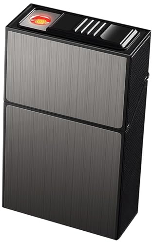 2 in 1 Aluminium Cigarette Case with Electronic Lighter, for 20 Normal Cigarettes, Elegant Design Aluminium Cigarette Box with Electronic Lighter, Rechargeable