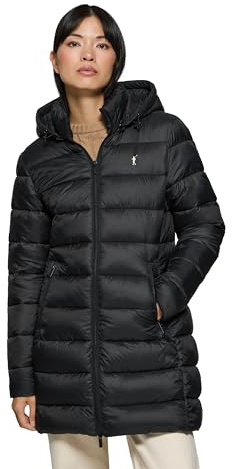 Polo Club Abrigo Ultralight de Mujer en Negro con bordado y cierre de Cremallera - Chaqueta Invierno
