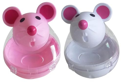 Generisch Lot de 2 distributeurs de nourriture pour chat en forme de souris, 5 x 7 cm, jouet intelligent pour chats, souris, distributeur de nourriture pour chat, pour friandises pour chat, prévient
