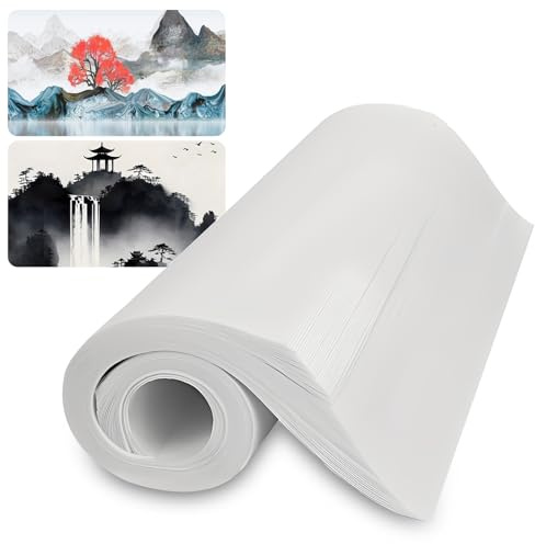 100 Stück Reispapier Xuan Papier, 36 x 26 cm Reispapier Kalligraphie Druck Rice Paper Chinesische Kalligraphie Papier für Chinesische Japanische Kalligrafie Tusche Malerei