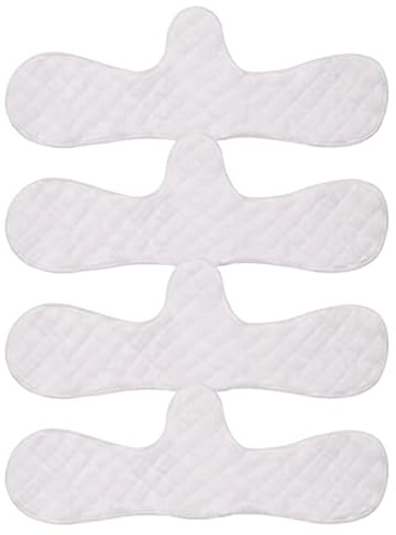 4 Pack Pure Cotton Bra Liners for Sweat, Reusable Under Breast Sweat Absorber Pads, Soft and Washable Breast Pads for Nursing and Daily Comfort, Breathable Cotton Liners for Underboob Sweat (White)