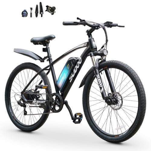 SUDOO Electric Bike for Adults, 27.5 250W Electric Bicycle, Electric Mountain Bike with 36V 7.8Ah Removable Battery, Ebike with 7 Speed LCD Display/Anti-Theft Lock/Phone Holder for Commute Off Road