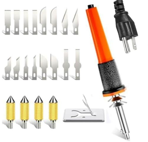 Kit di utensili da taglio a coltello elettrico multifunzionale con 16 lame 4 maniche del mandrino e supporto metallico incisione caldo per modelli vari progetti artigianali