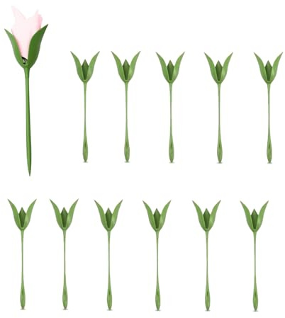 Gansdnek Paquete de 12 servilleteros de Flores, Anillos de servilleta con Tallo de tulipán, Juego de Anillos de servilletas de Flores Creativas para decoración y arreglos del hogar, Mesa de Comedor