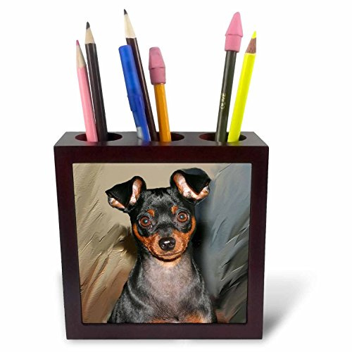3drose Miniature Pinscher Pen Holder Image Tile, 5-Inch
