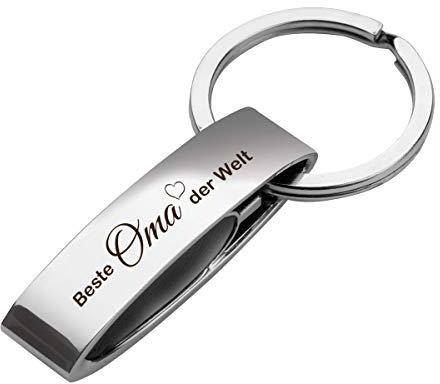 polar-effekt Schlüsselanhänger Personalisiert mit Gravur [Beste Oma der Welt ] Anhänger in Silber aus Metall inkl. Geschenkbox - Mitbringsel als Geschenkidee zum Geburtstag