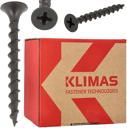 KLIMAS Snabbstängningar, försänkt huvud | skruvar för Rigips gipsskivor, självgängande gipsskivor, GK, gipsskivor, grov gänga, universalskruvar, set PH2, träbaserade material (3,5 x 45 mm, 500