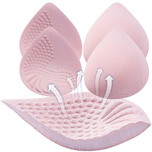 PRETTYWELL Bra Pads Inserts, 2 Pairs Latex Bras Inserts for Sports Bras, Bra Cups Inserts for Bikini Tops (pink, L)