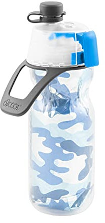O2COOL Mist 'N Sip Kids Misting Water Bottle 2-in-1 Mist And Sip Function With No Leak Pull Top Spout Kids Reusable Sports Water Bottle - 12 oz (Blue Camo)