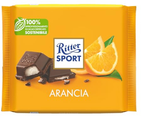 Ritter Sport Orange Dark Chocolate Bar, 100g, Chocolate Sharing Bar