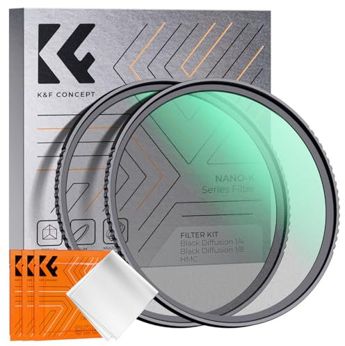 K&F CONCEPT Filter Black-Mist 1/4 & Black-Mist 1/8 Filter, 77mm Black Promist Filtersets Effektfilter Black Diffusion Effektfilter (Nano-Klear)