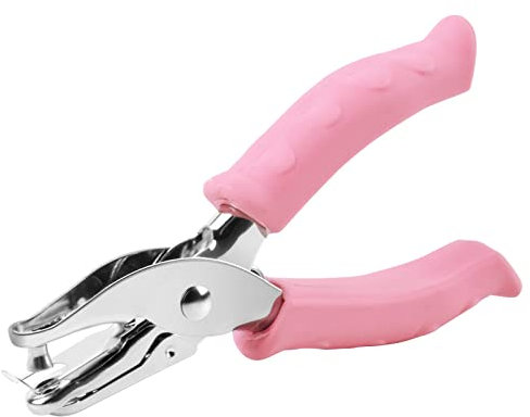 Xzeemo Perforatore 1 Foro 6mm, Perforazione Carta Capacità 8 Fogli, Perforatore a Foro Singolo, Perforatore a Pinza per Carta, Foratrice per Carta per Fai da Te Ufficio Scuola (Rosa)