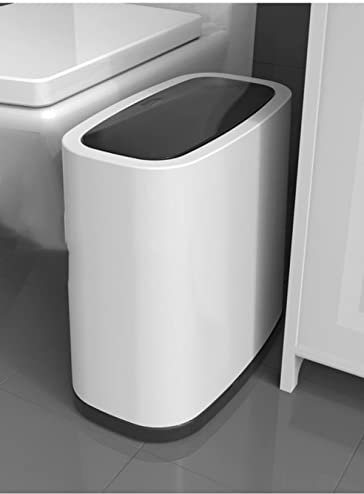 CMLLING Cestino per rifiuti rettangolare in plastica da 12 litri, cestino per rifiuti sottile per il bagno. (nero)