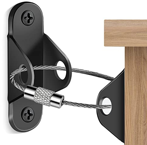 Ougourim Furniture Anchors (10 Packs) Anti Tip Furniture Anchors for Baby Proofing, Furniture Wall Anchor Earthquake Straps for Furniture Dresser Wall Safety Anchor Furniture Fasteners to Wall, Black
