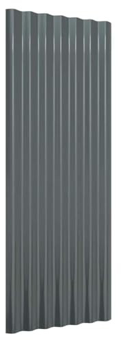 vidaXL Steel Roof Panels - 12 Pcs Anthracite, Weather-, Easy Install, 39.4x14.2, Sheds & Mobile Homes