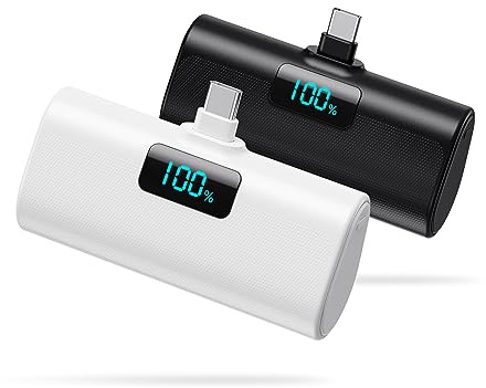 [2-Pack]Portable Charger for iPhone 17/16/15 Series,Upgraded 5200mAh PD USB C Power Bank Built-in USB-C Connector, Battery Pack Compatible with iPhone 17/17 Pro/17 Pro Max/16/15 Series,Samsung,Android
